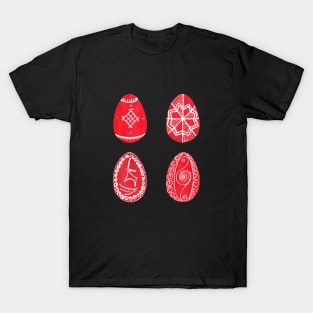 Ukrainian Pysanka Easter Eggs Set - 4 Hand-Painted Designs T-Shirt